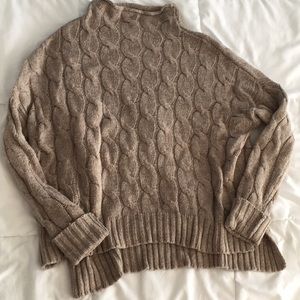 Aerie Warm Camel Cable Knit Sweater